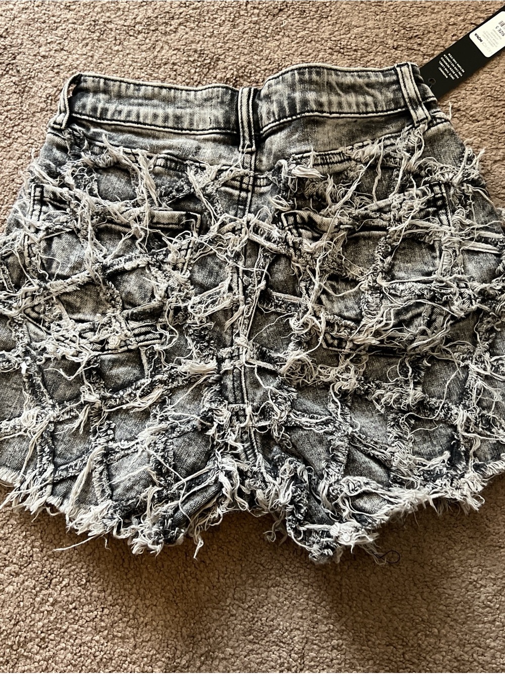 Fashion Nova Black Wash Frayed Stretch Denim Shorts
